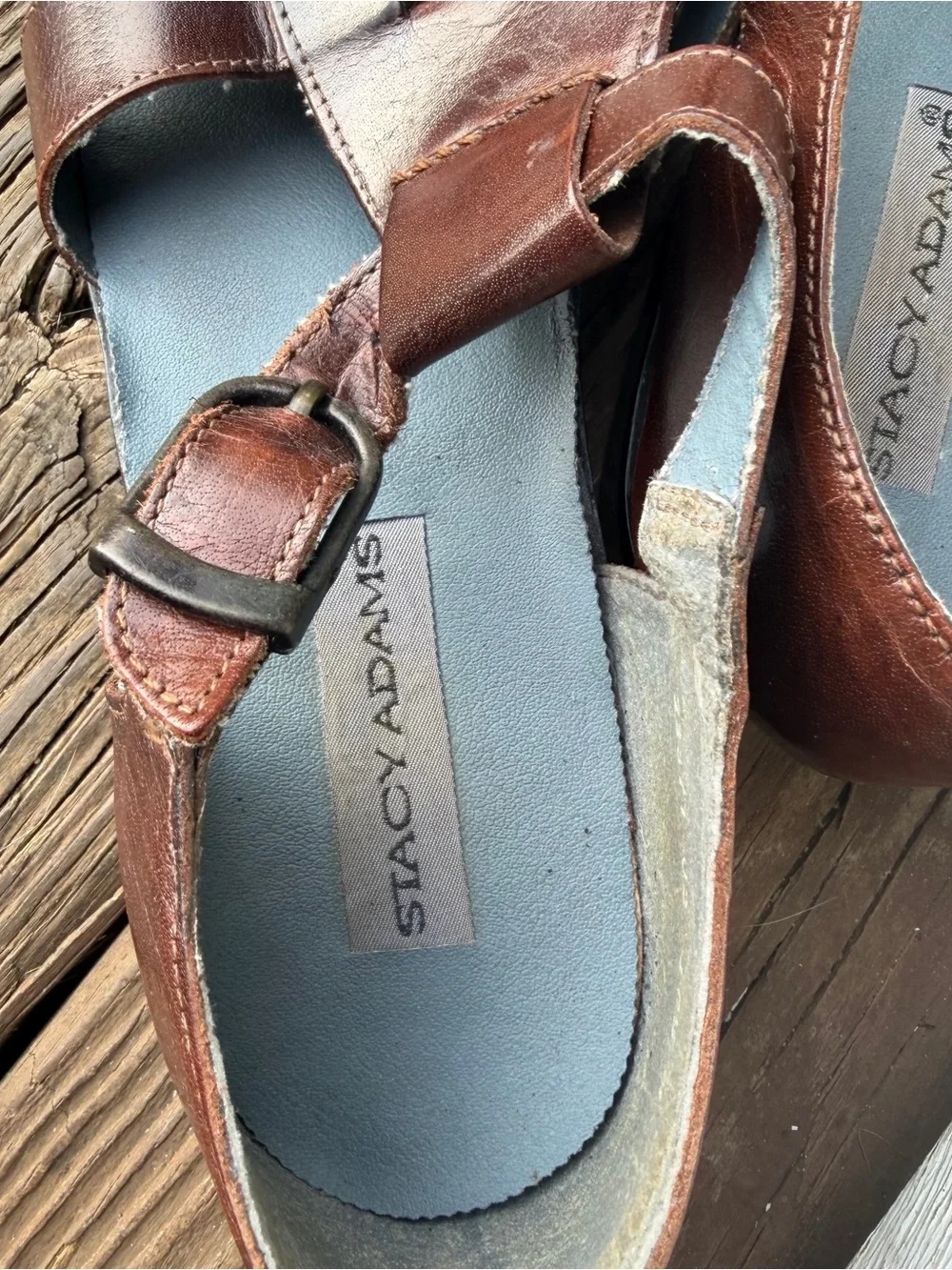 Stacy Adams Brown Leather Fisherman Sandals Men’s Size 10.5M Woven Buckle